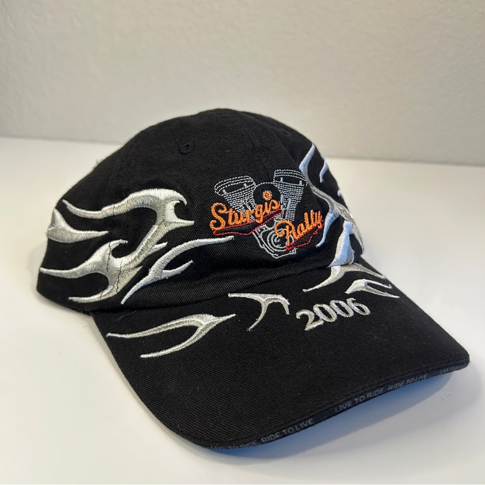 Vintage 2006 Sturgis Motorcycle Rally Tribal Embroidered Brim Cap Live To Ride